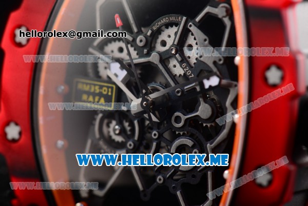 Richard Mille RM 35-01 RAFA Miyota 9015 Automatic PVD Case with Skeleton Dial and Orange Rubber Strap Dot Markers - Click Image to Close